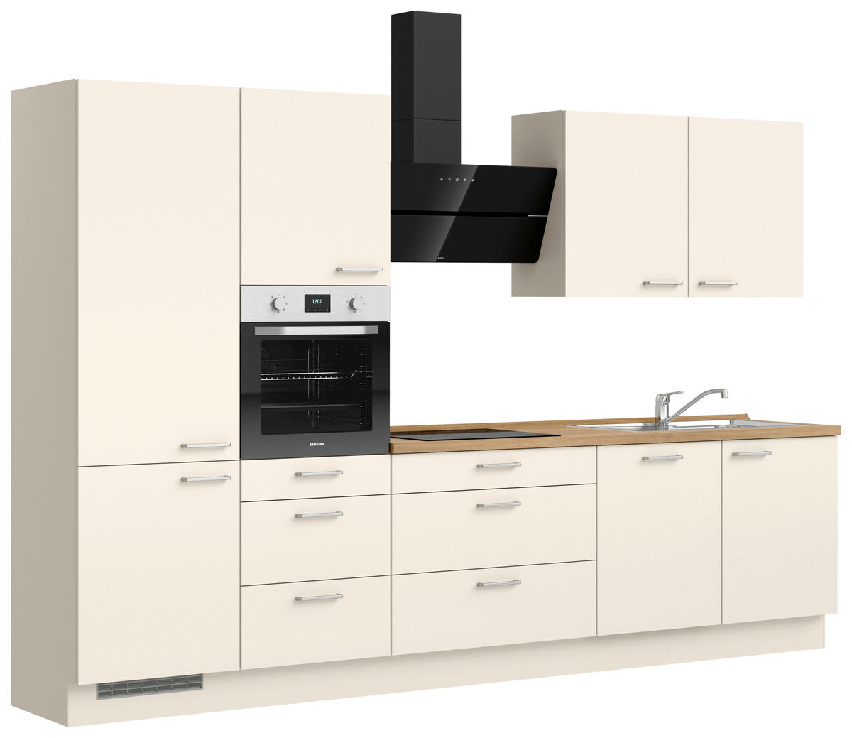 KÜCHENLEERBLOCK 330 cm   in Eichefarben, Magnolie  - Edelstahlfarben/Eichefarben, MODERN, Holzwerkstoff/Metall (330cm) - Nobilia