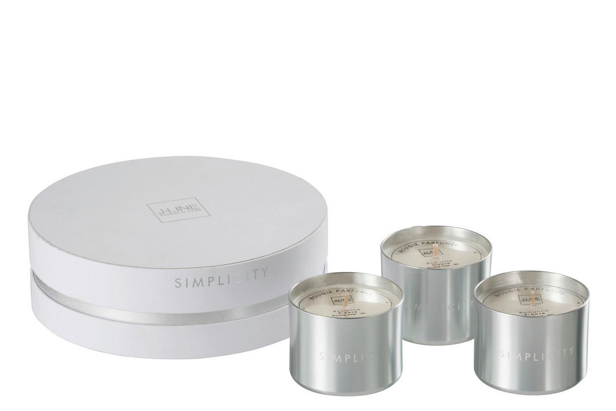 DUFTKERZE  - Silberfarben/Weiß, Basics, Naturmaterialien (16,5/16,5/6,5cm)