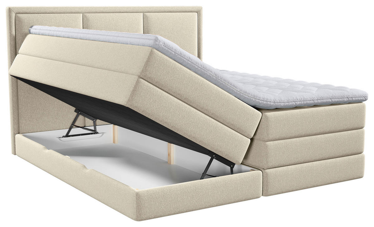 BOXSPRINGBETT 180/200 cm  in Beige  - Beige, Design, Kunststoff/Textil (180/200cm) - MID.YOU