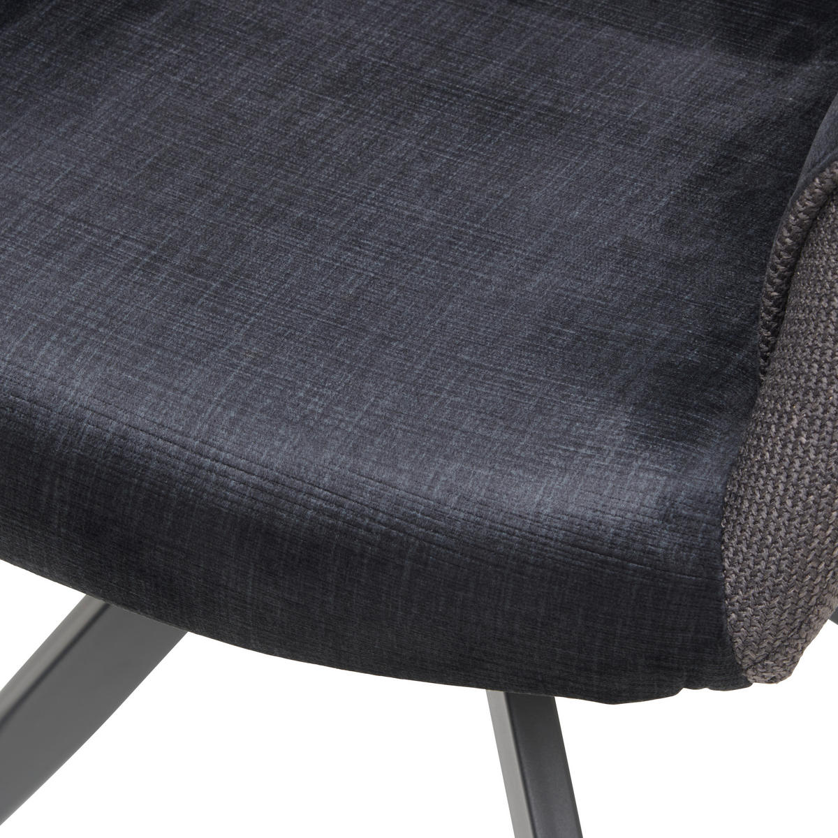 ARMLEHNSTUHL  in Eisen Samt, Webstoff  - Dunkelgrau/Schwarz, KONVENTIONELL, Textil/Metall (62/86/64cm) - MID.YOU