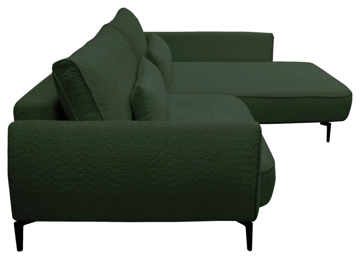 ECKSOFA Dunkelgrün Bouclé  - Dunkelgrün/Creme, Design, Textil/Metall (273/204cm) - MID.YOU