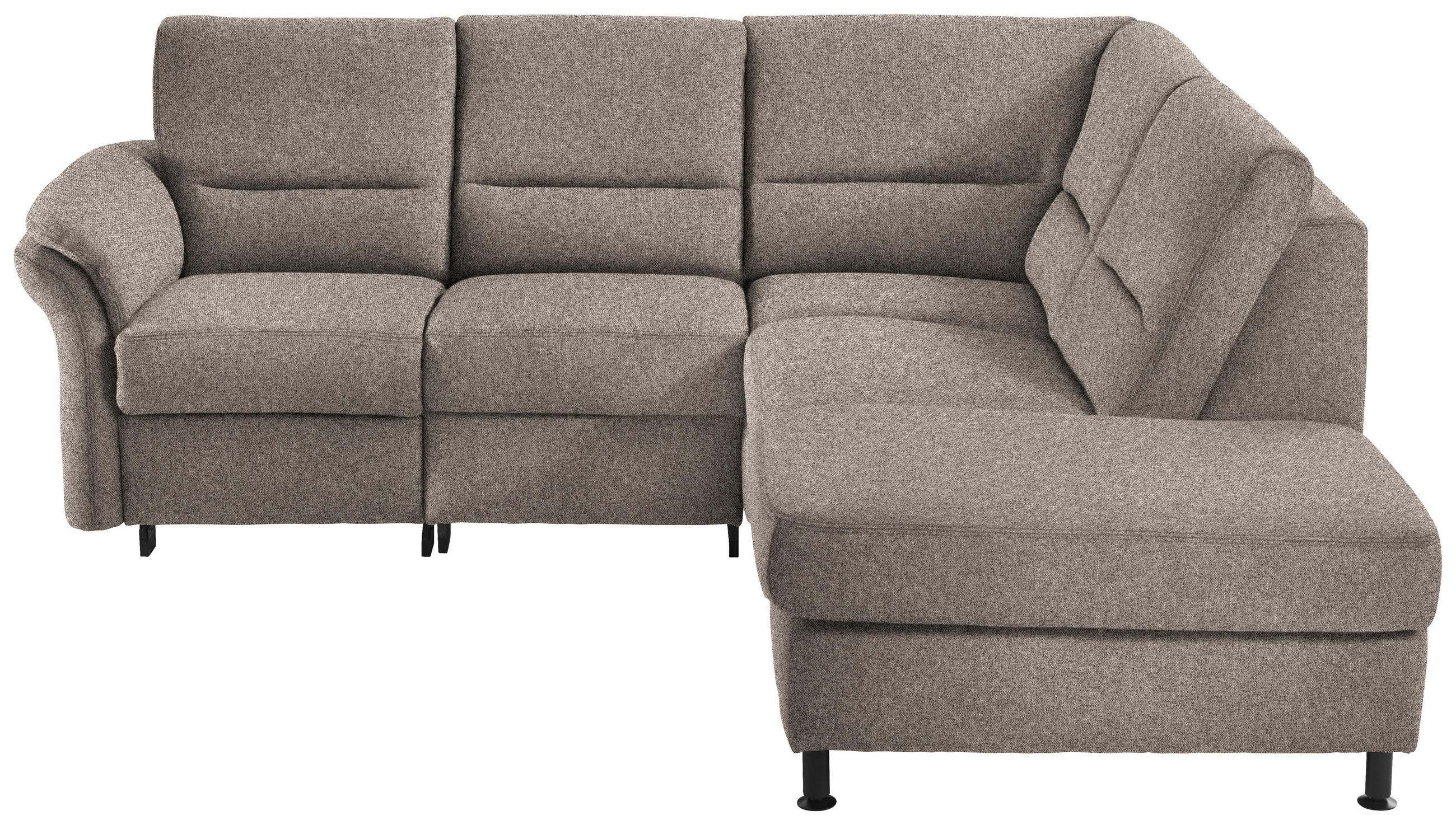 ECKSOFA in Flachgewebe Graubraun  - Graubraun/Schwarz, Modern, Textil/Metall (227/203cm) - Beldomo System