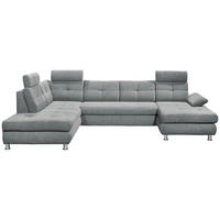 WOHNLANDSCHAFT Webstoff Hellgrau  - Hellgrau, Modern, Kunststoff/Textil (233/349/177cm) - MID.YOU