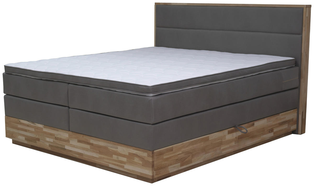 POSTEL BOXSPRING, šedá - šedá/černá, Konvenční, dřevo/kompozitní dřevo (185/120/215cm) - Esposa
