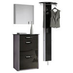 GARDEROBE 3-teilig  in 150/192/34 cm  - Schwarz/Alufarben, Design, Glas/Holzwerkstoff (150/192/34cm) - Moderano