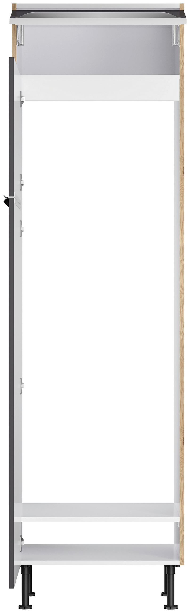 ECKKÜCHE 270/200 cm  in Anthrazit, Eichefarben  - Edelstahlfarben/Eichefarben, Basics, Holzwerkstoff/Metall (270/200cm) - Optifit