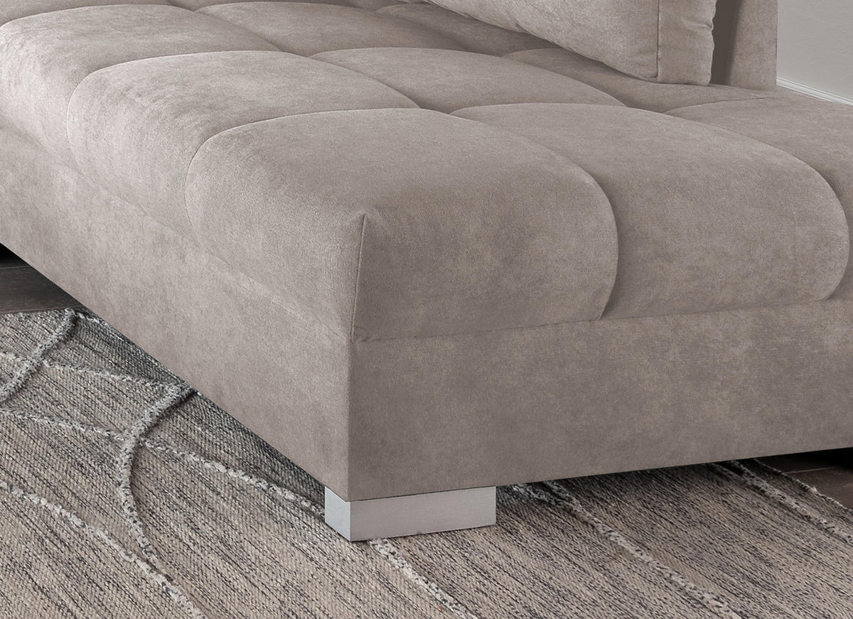 ECKSCHLAFSOFA in Taupe Textil   - Taupe/Silberfarben, Design, Holz/Textil (298/202cm) - MID.YOU