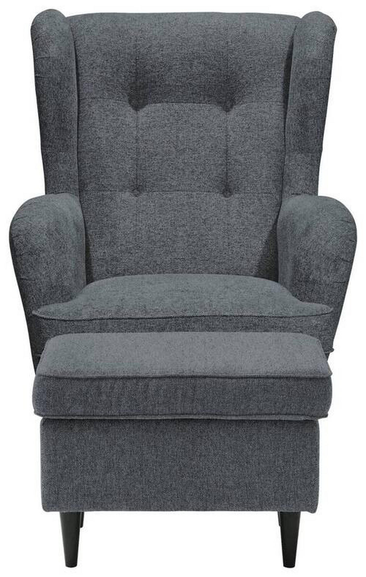 ÖRONLAPPSFÅTÖLJ i vävt tyg antracit, svart  - svart/antracit, Basics, trä/textil (78/102/98cm) - MID.YOU