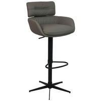 BARHOCKER Echtleder Grau, Schwarz Eisen Sitzfläche 360° drehbar, Lederauswahl  - Schwarz/Grau, Design, Leder/Metall (54/99-116,5/52cm) - Dieter Knoll