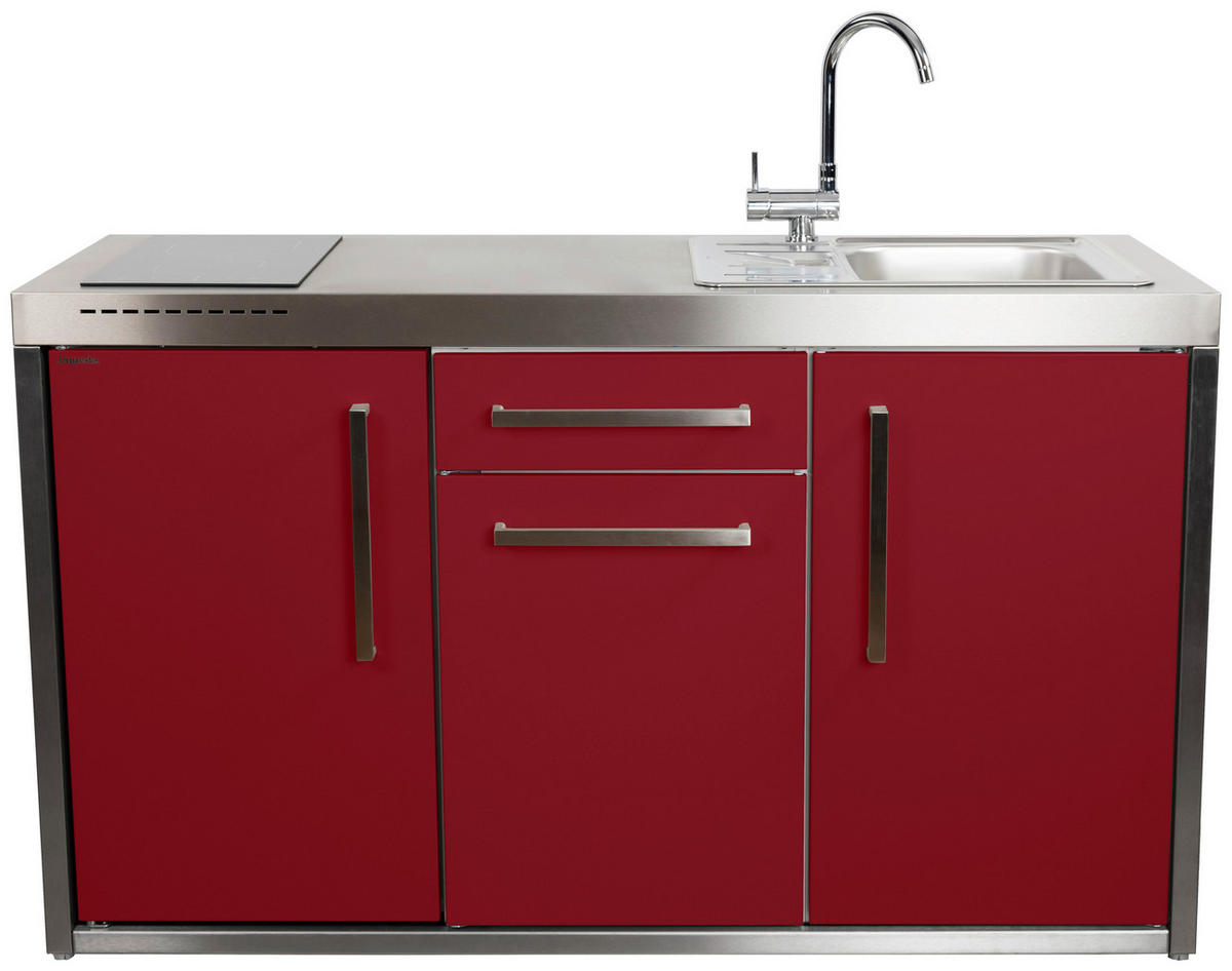 OUTDOORKÜCHE - Edelstahlfarben/Bordeaux, Basics, Metall (157/98/62cm)