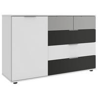 KOMMODE Grau, Weiss, Hellgrau  - Weiss Hochglanz/Weiss, Modern, Glas/Holzwerkstoff (130/83/41cm) - MID.YOU