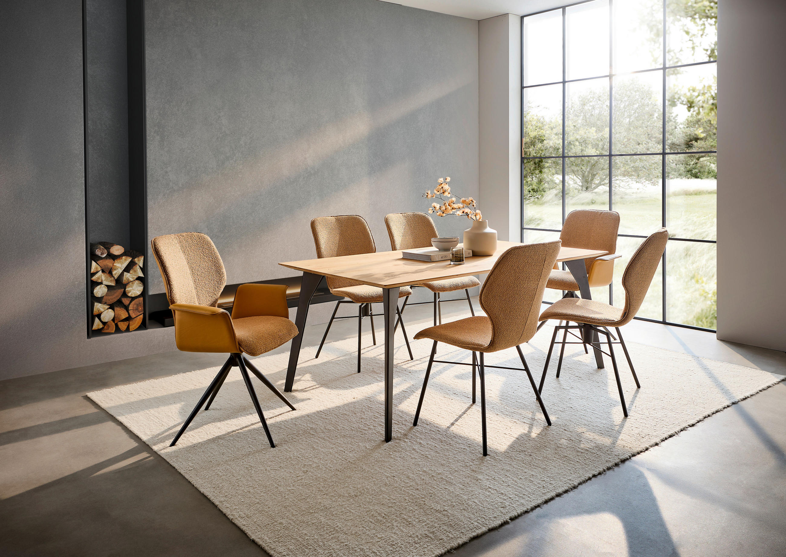 STUHL beflockt Karamell  - Anthrazit/Karamell, Design, Textil/Metall (49/95/63cm) - Musterring