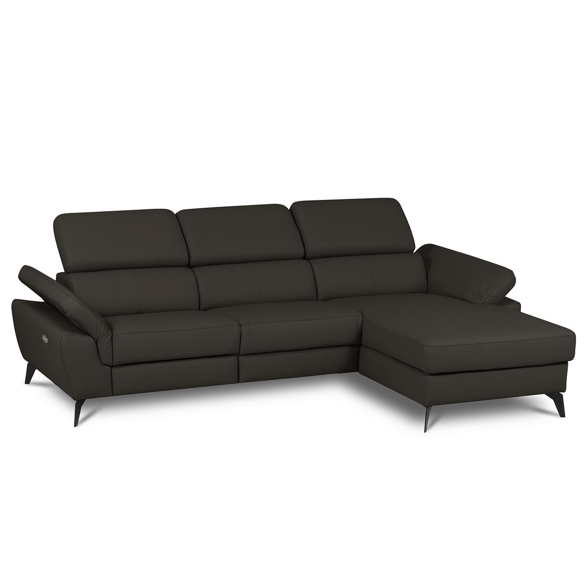 ECKSOFA  in Lederlook Echtleder Dunkelbraun  252/179 cm  - Dunkelbraun/Schwarz, Design, Leder/Textil (252/179cm) - Livetastic