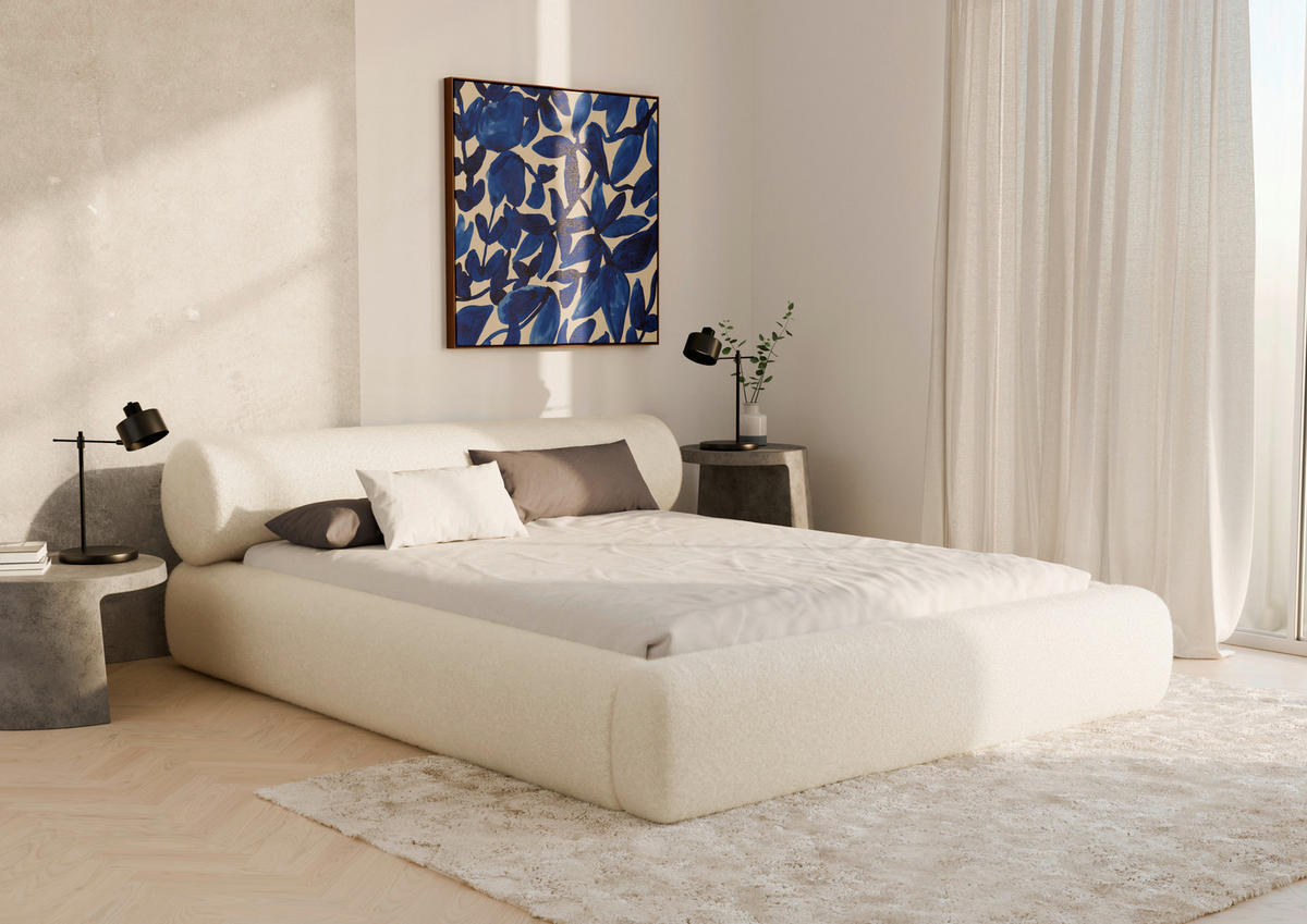 POLSTERBETT 160/200 cm,  in Beige, Lattenrost, Bettkasten,  - Beige/Schwarz, Design, Holz/Textil (160/200cm) - Chameo