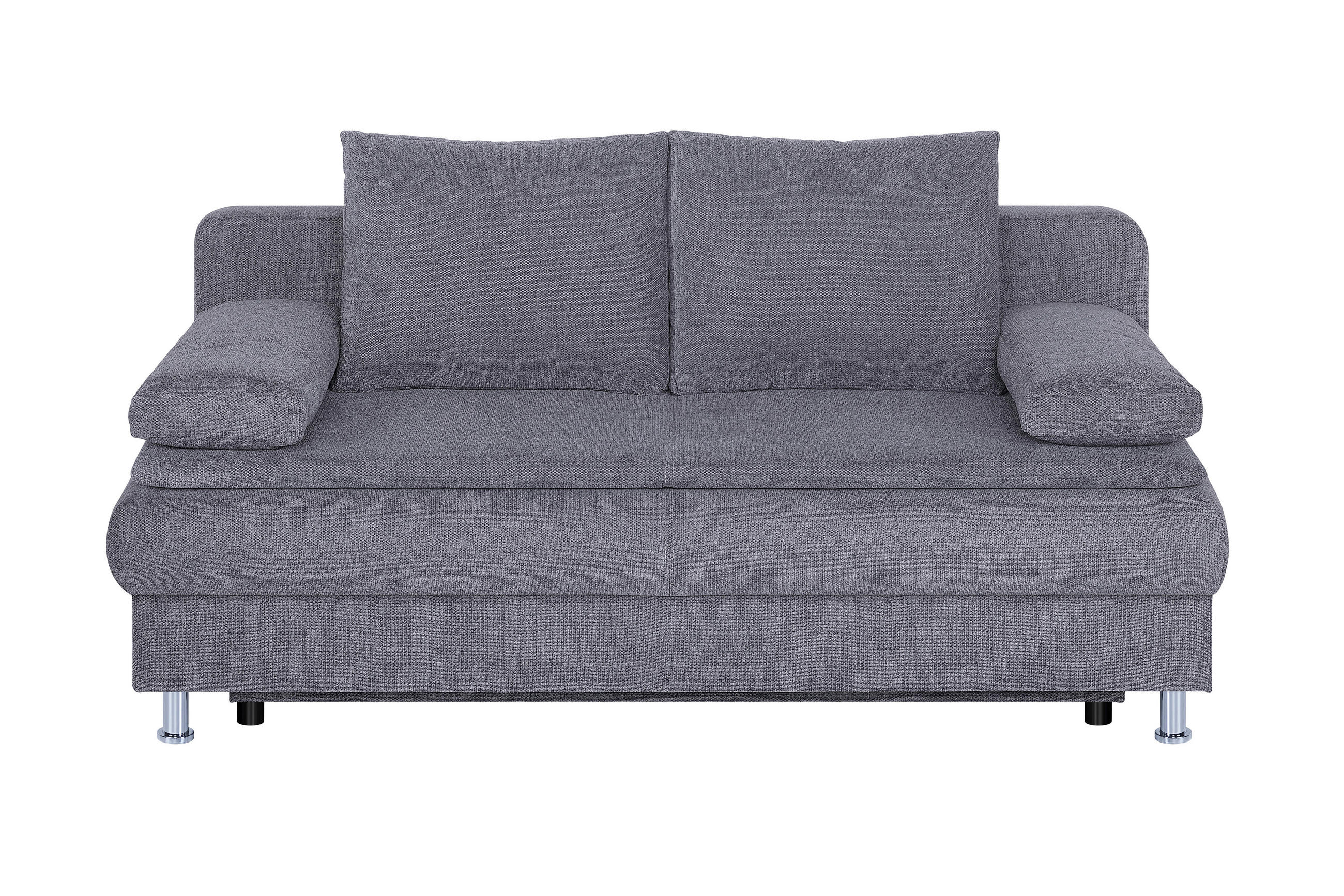 SCHLAFSOFA Webstoff Graubraun  - Chromfarben/Graubraun, Basics, Kunststoff/Textil (200/92/90cm)