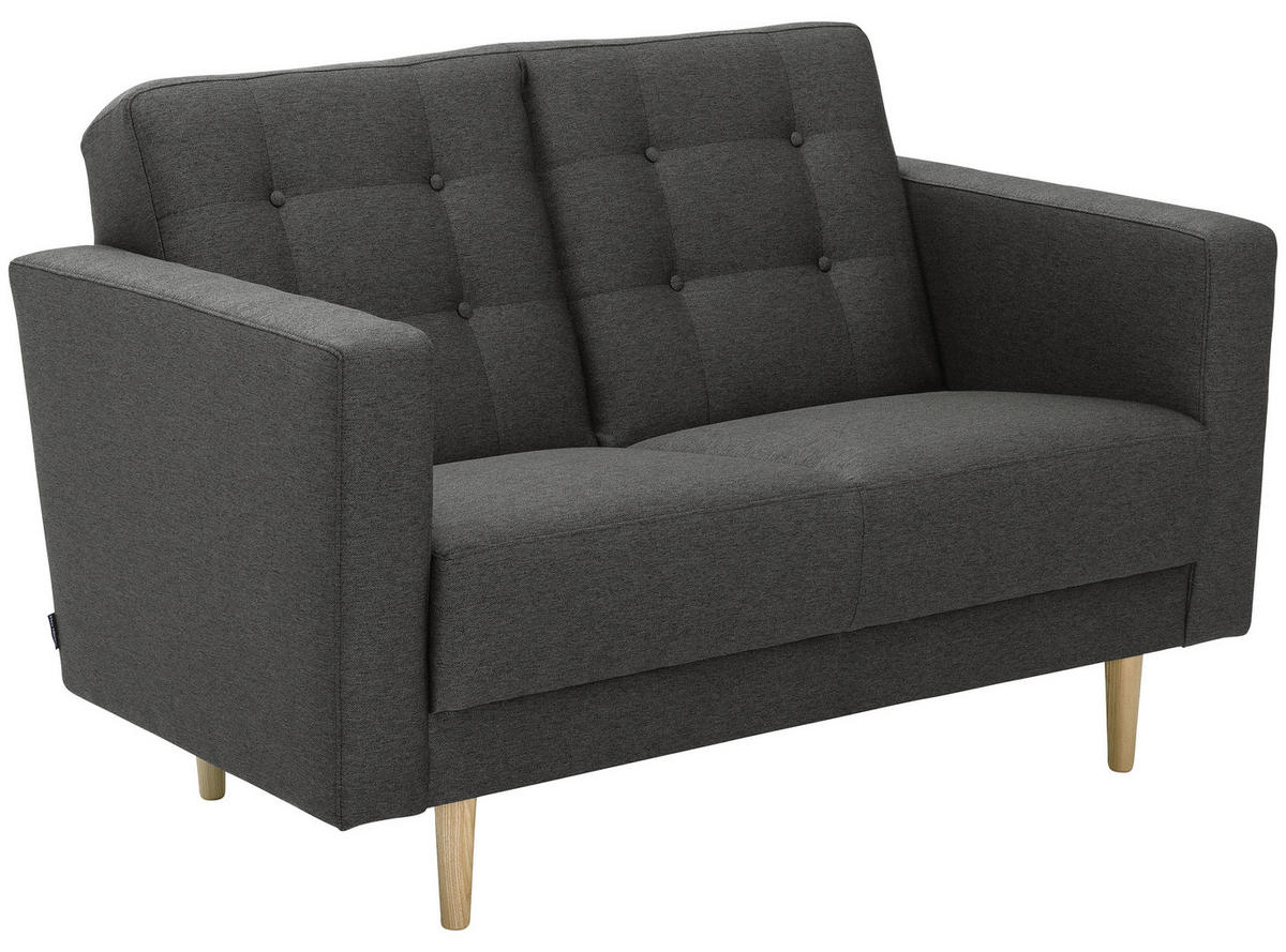 2-SITZER-SOFA in Flachgewebe Anthrazit  - Eschefarben/Anthrazit, MODERN, Holz/Textil (128/81/83cm) - Max Winzer