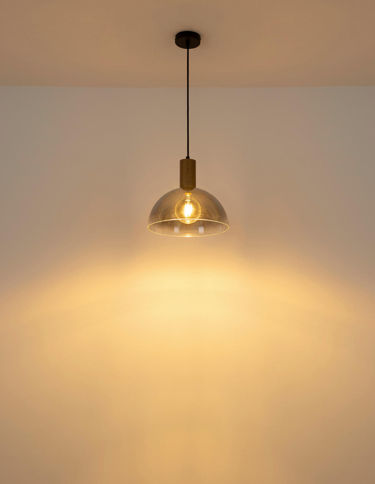 HÄNGELEUCHTE 30/12 cm  - Klar/Dunkelbraun, Design, Glas/Holz (30/12cm) - Globo