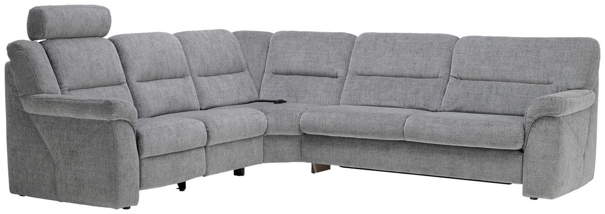 ECKSOFA in Chenille Grau  - Schwarz/Grau, Konventionell, Kunststoff/Textil (252/282cm) - Himolla