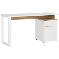 SCHREIBTISCH 140/61/74 cm  in Eichefarben, Weiß  - Eichefarben/Weiß, MODERN, Holzwerkstoff/Metall (140/61/74cm) - Germania