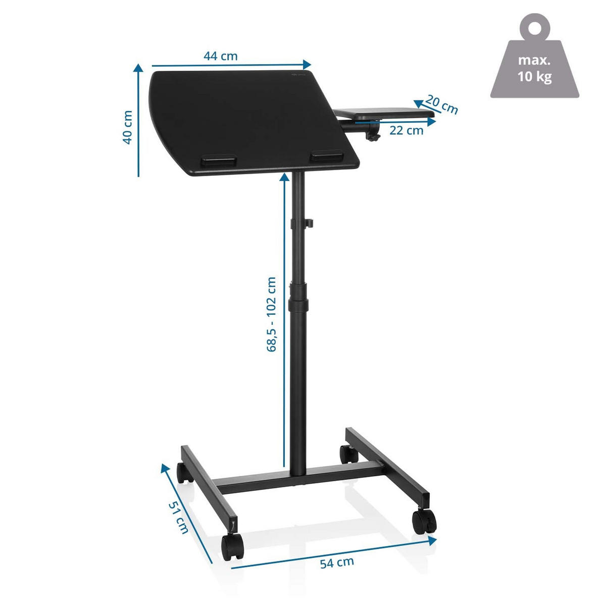SKRIVBORD  i svart  - svart, Basics, metall/trämaterial (40/44/68,5cm) - MID.YOU