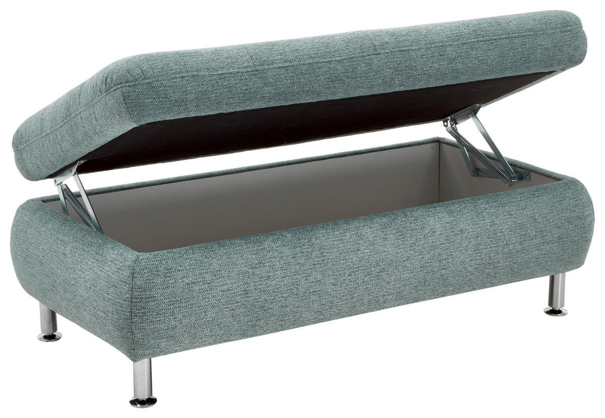 ECKSOFA in Webstoff Türkis  - Türkis/Chromfarben, Konventionell, Textil/Metall (242/210cm) - Beldomo Style