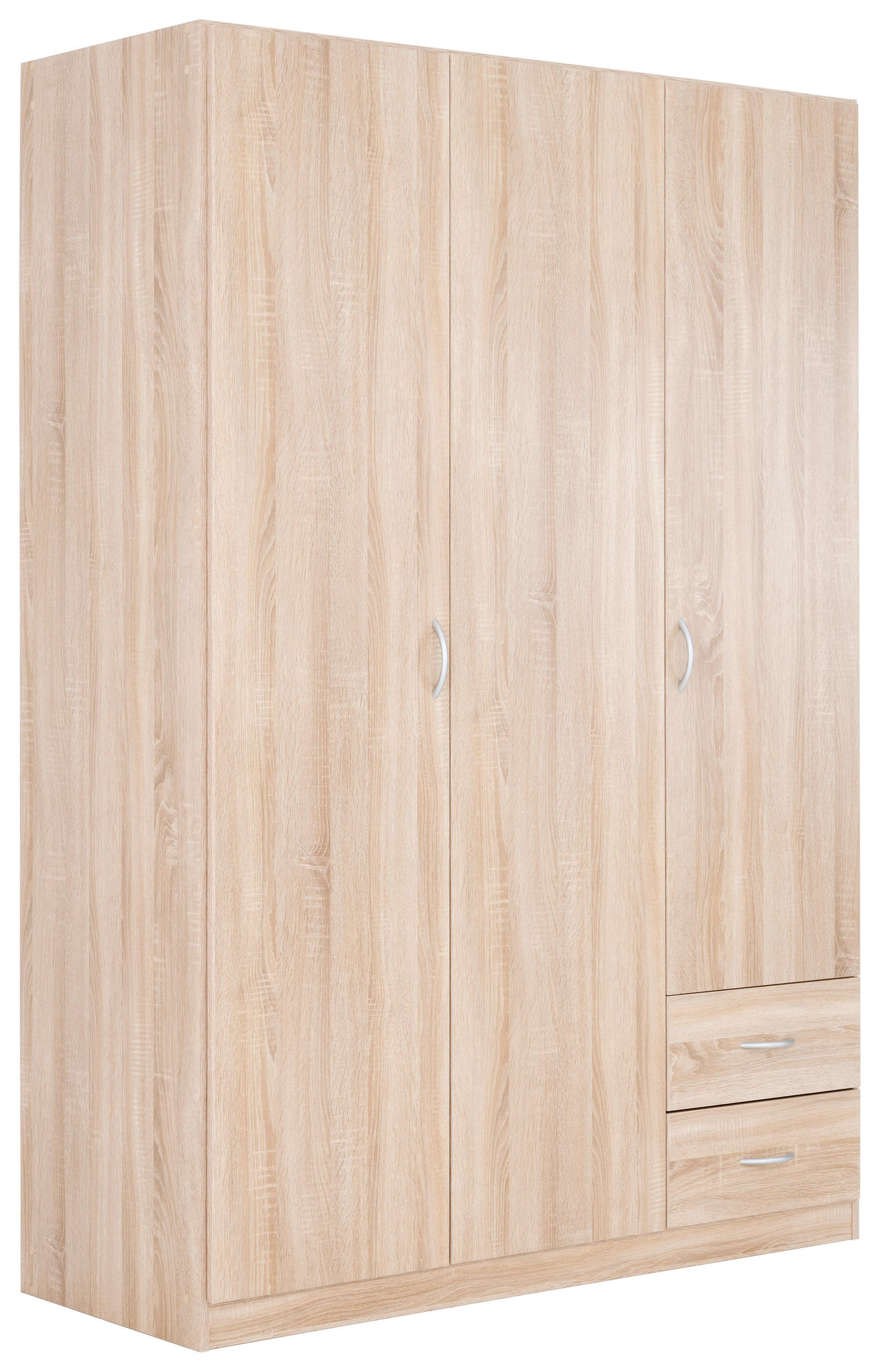 DREHTÜRENSCHRANK 136/197/54 cm,  in Sonoma Eiche, 3 Tür(en)  - Silberfarben/Sonoma Eiche, KONVENTIONELL, Holzwerkstoff (136/197/54cm) - Boxxx