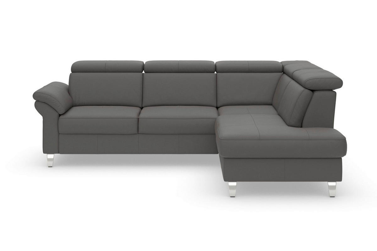 ROHOVÁ SEDAČKA, koža, mokka - chrómová/mokka, Basics, kov/koža (245/194cm) - Sit & More