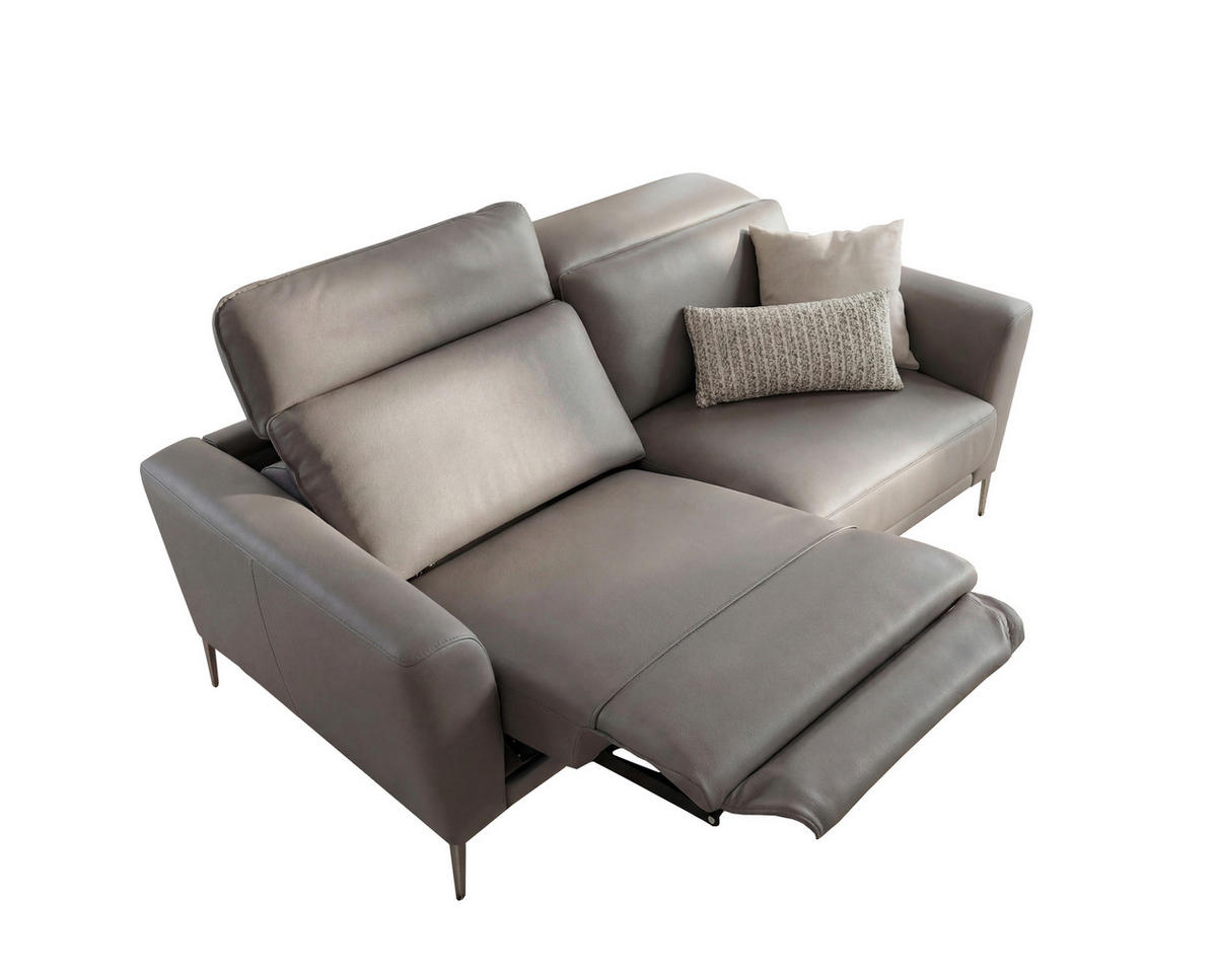 2-SITZER-SOFA Taupe Echtleder  - Taupe/Greige, Design, Leder/Metall (200/83/110cm) - Johann Jakob
