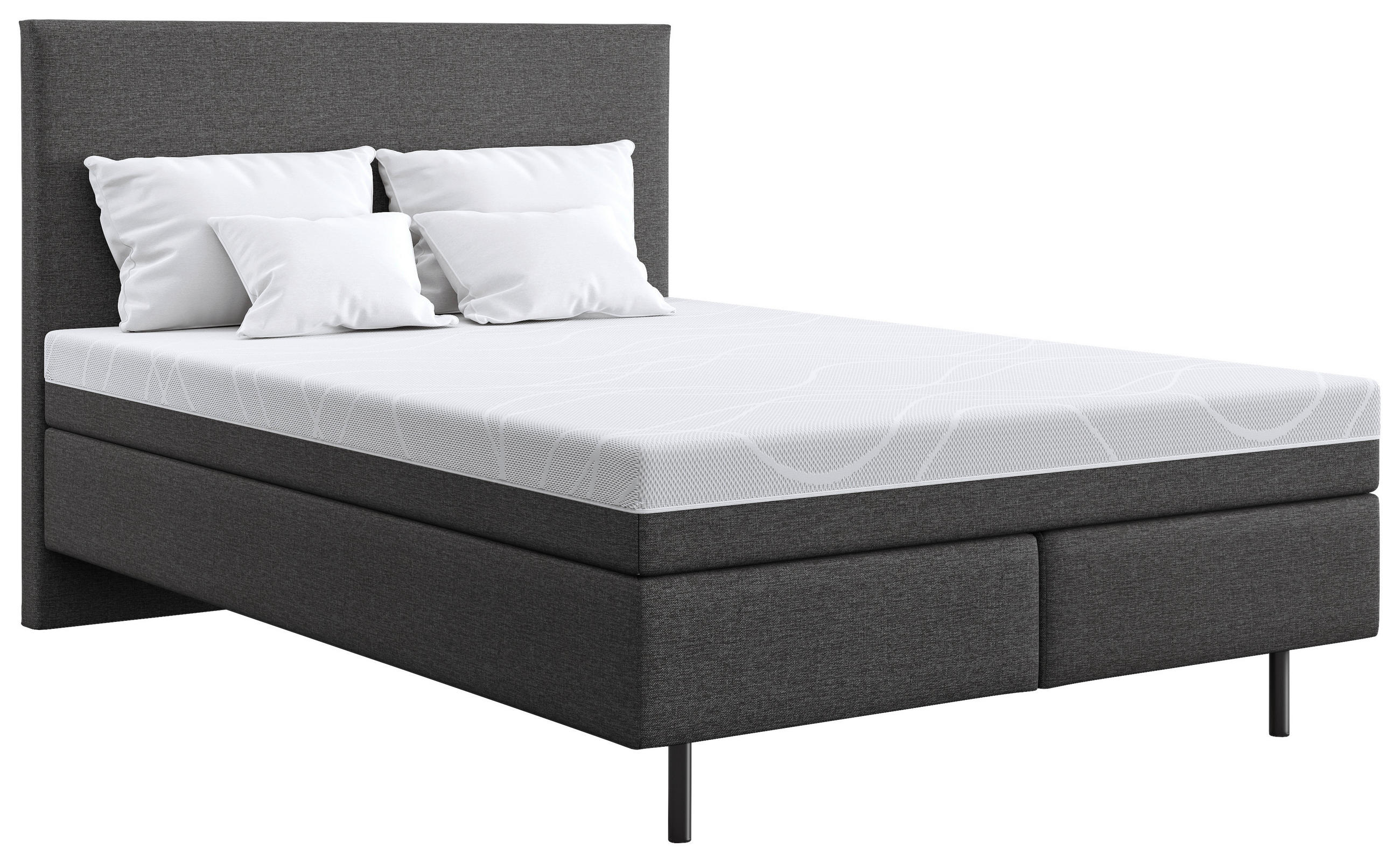 BOXSPRINGBETT 140/200 cm  in Grau, Taupe  - Taupe/Schwarz, Basics, Textil/Metall (140/200cm) - Schlaraffia