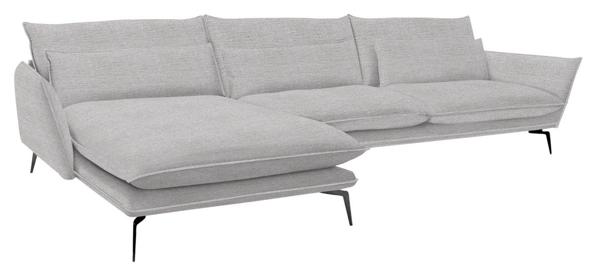 ECKSOFA in Webstoff Beige  - Beige/Schwarz, Design, Textil/Metall (165/338cm) - Livetastic