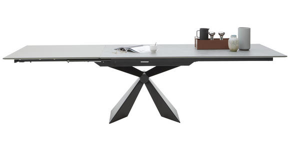 ESSTISCH in Metall, Keramik 180/90/77 cm  - Schwarz/Grau, Design, Keramik/Metall (180/90/77cm) - Dieter Knoll