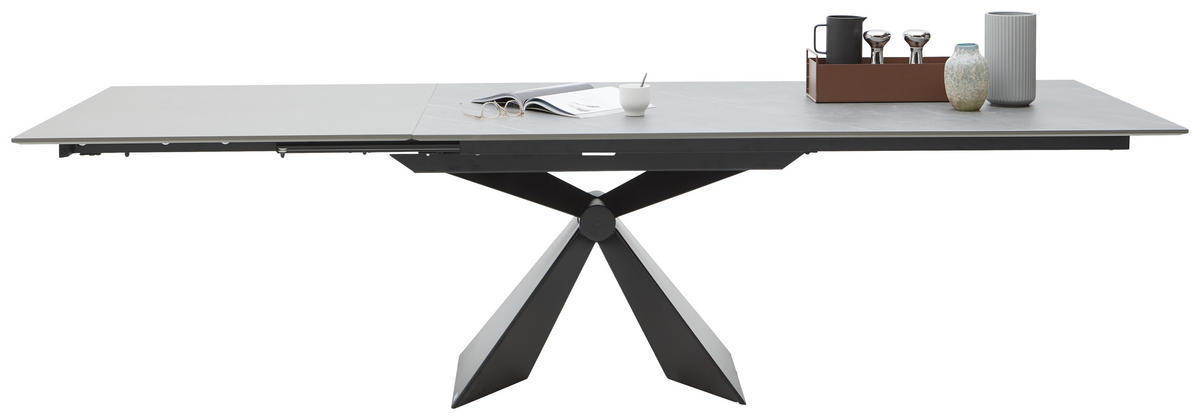 ESSTISCH in Metall, Keramik 198/98/78 cm  - Schwarz/Grau, Design, Keramik/Metall (198/98/78cm) - Dieter Knoll