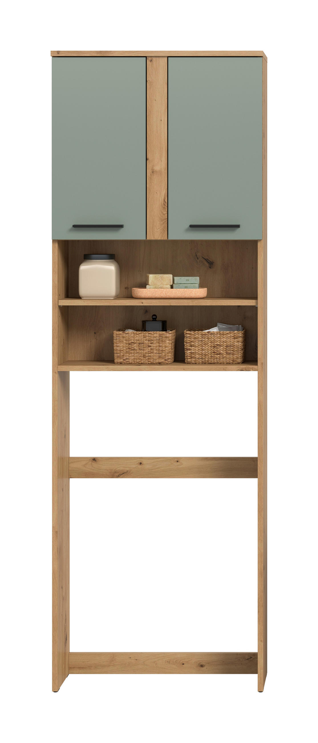 WASCHMASCHINENSCHRANK BLAKE 63/191/25 cm  - Salbeigrün/Schwarz, Trend, Holzwerkstoff/Kunststoff (63/191/25cm) - MID.YOU