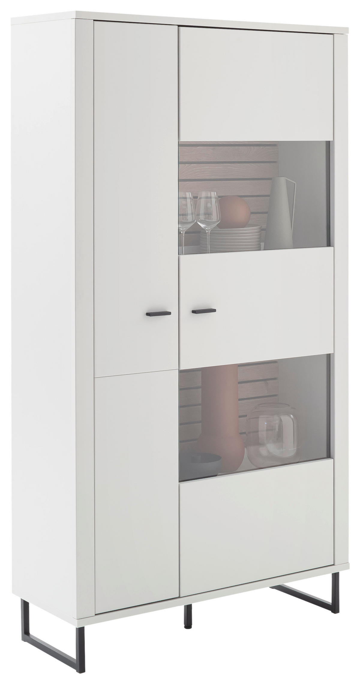 VITRINE Weiss, Eichefarben  100/185/37 cm  - Weiss/Eichefarben, Design, Glas/Holzwerkstoff (100/185/37cm) - Stylife