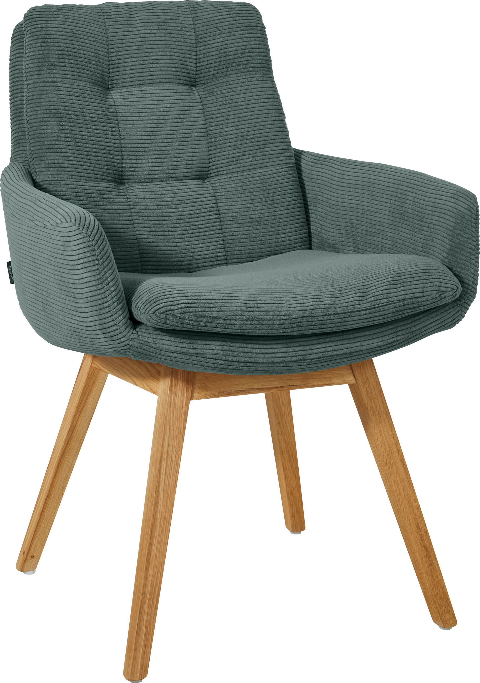 ARMLEHNSTUHL  Stoffauswahl, Typenauswahl, Gestellauswahl Cord  Grün, Eichefarben  - Eichefarben/Grün, Design, Holz/Textil (63/90/69cm) - Johann Jakob
