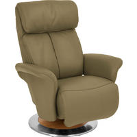 RELAXSESSEL in Holz, Leder Olivgrün  - Edelstahlfarben/Eichefarben, Design, Leder/Holz (82/109/90cm) - Himolla