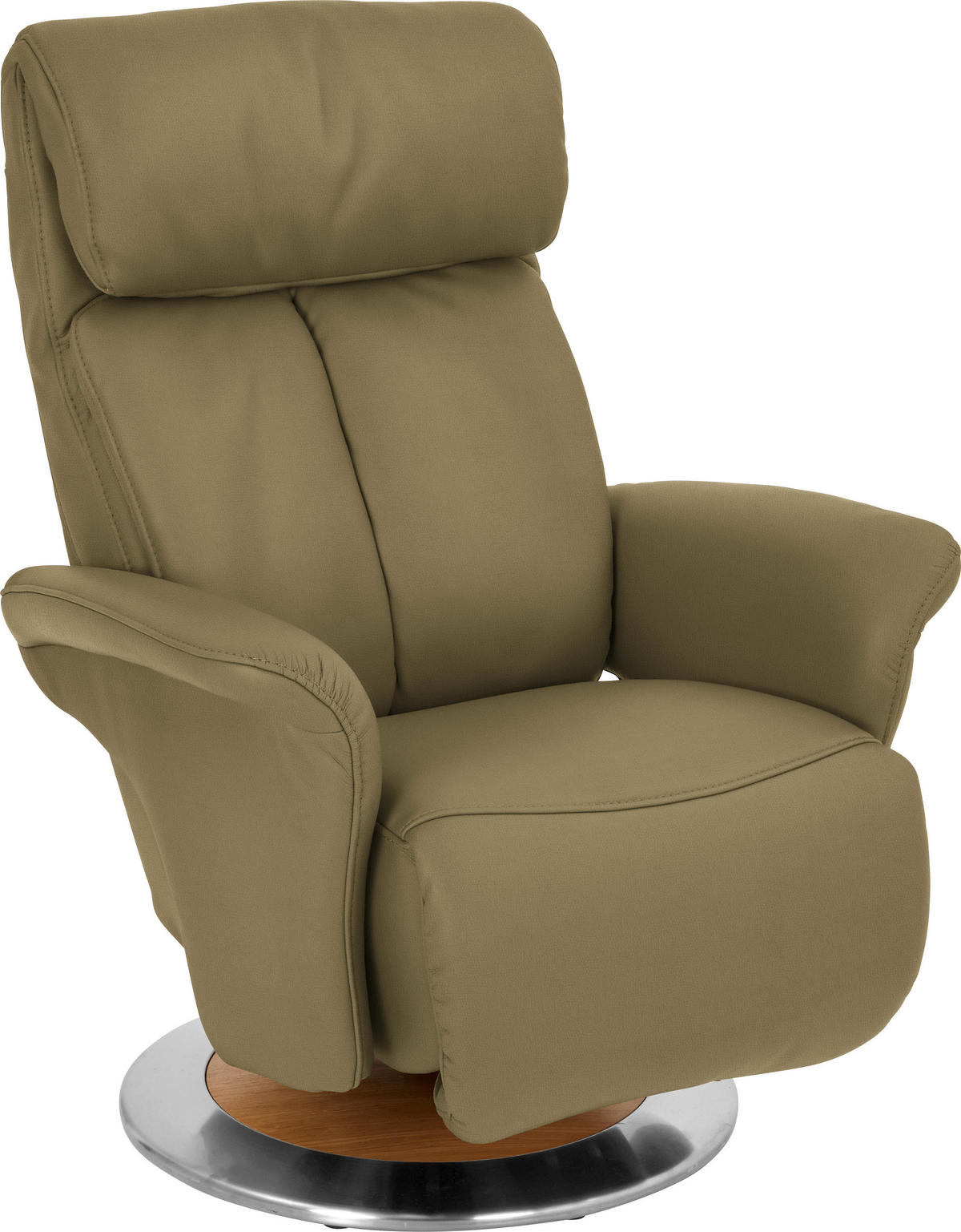 RELAXSESSEL in Holz, Leder Olivgrün  - Edelstahlfarben/Eichefarben, Design, Leder/Holz (82/109/90cm) - Himolla