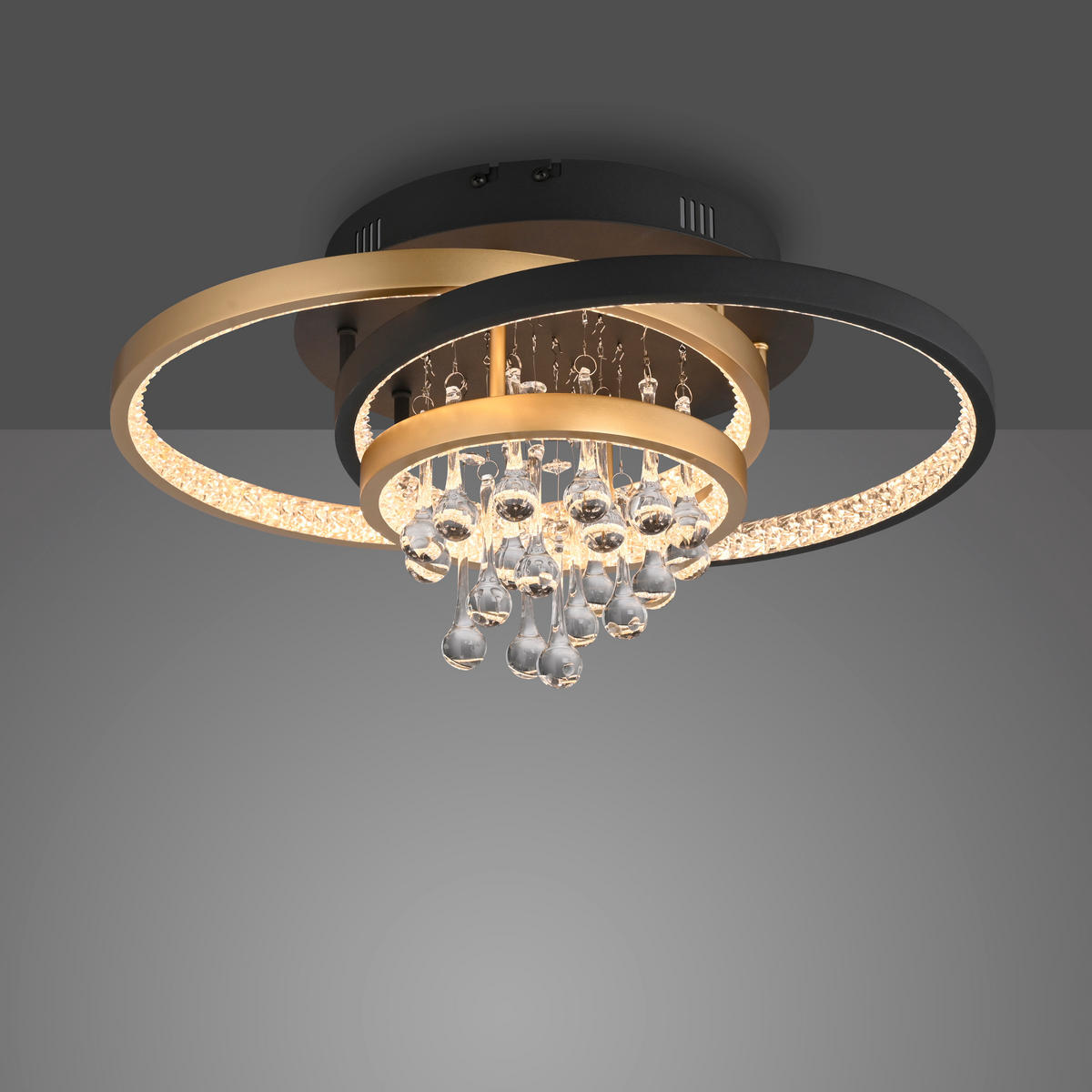 PLAFONIERĂ CU LED - negru/alămiu, Design, plastic/metal (45/33/22cm)