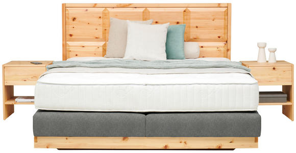 BOXSPRINGBETT 180/200 cm  in Zirbelkieferfarben, Dunkelgrau  - Dunkelgrau/Zirbelkieferfarben, Natur, Holz/Textil (180/200cm) - Valnatura