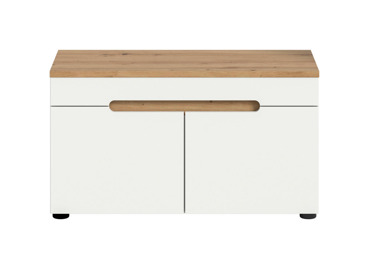 GARDEROBENBANK - Schwarz/Weiß, Design, Kunststoff (80/45/37cm) - MID.YOU