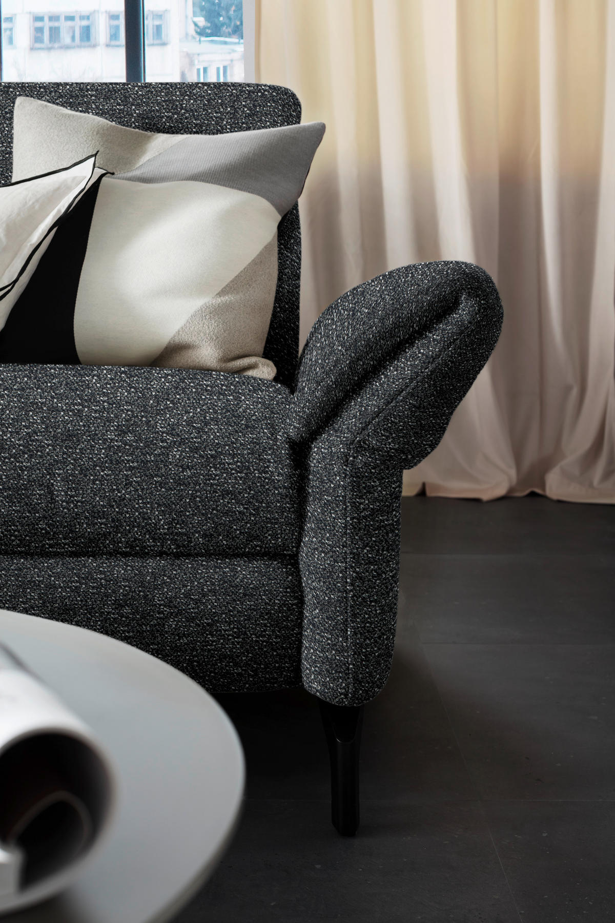 ECKSOFA Graphitfarben Chenille  - Schwarz/Graphitfarben, Design, Textil/Metall (187/299cm) - Schöner Wohnen