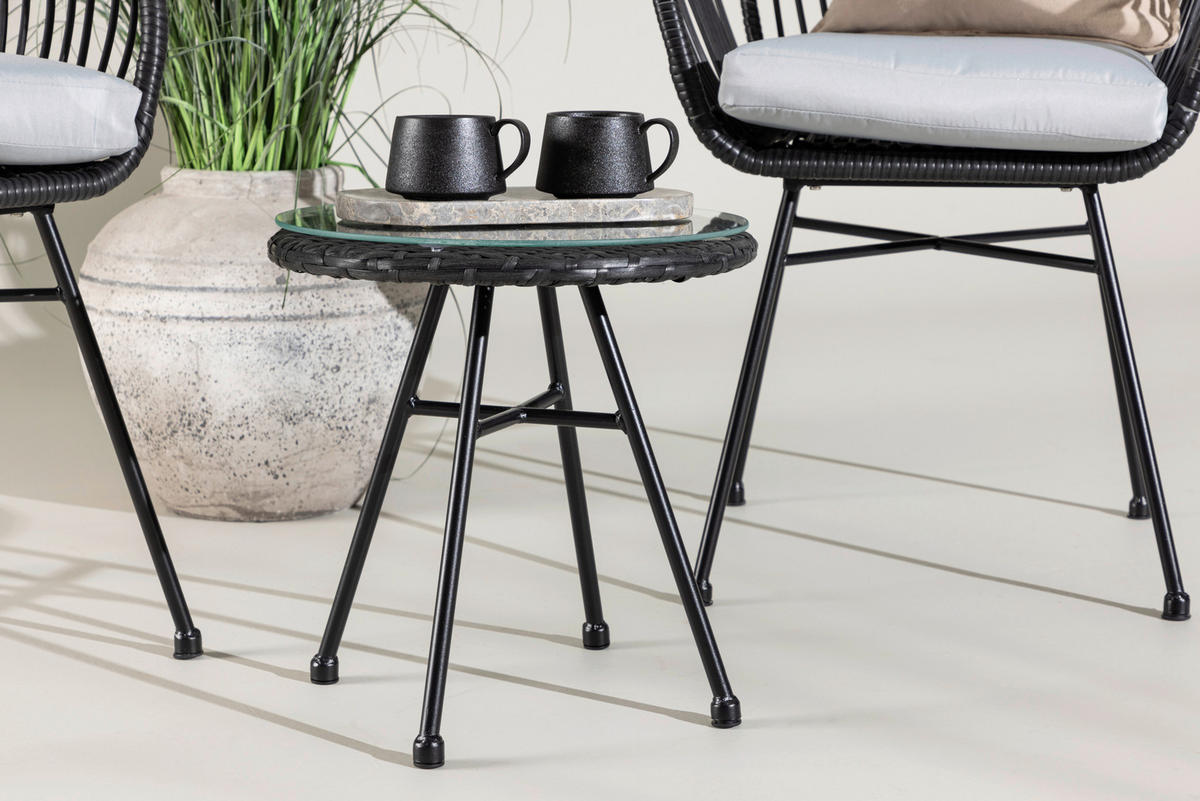 CAFÉSET metall, plast  - svart, Klassisk, metall/plast - Gardenson