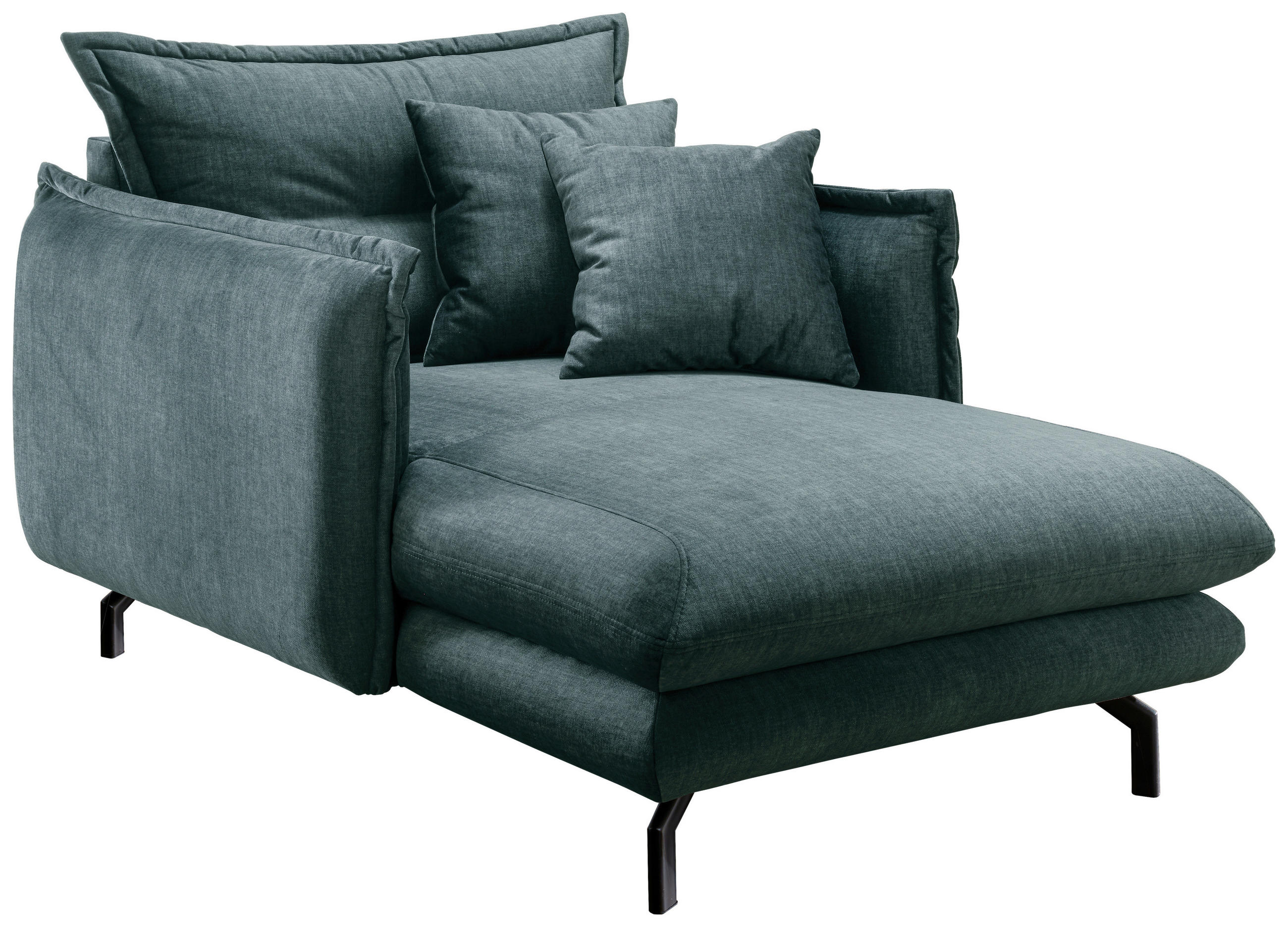 XXL-SESSEL Velours Hellblau    - Schwarz/Hellblau, MODERN, Textil/Metall (111/101/167cm) - Livetastic