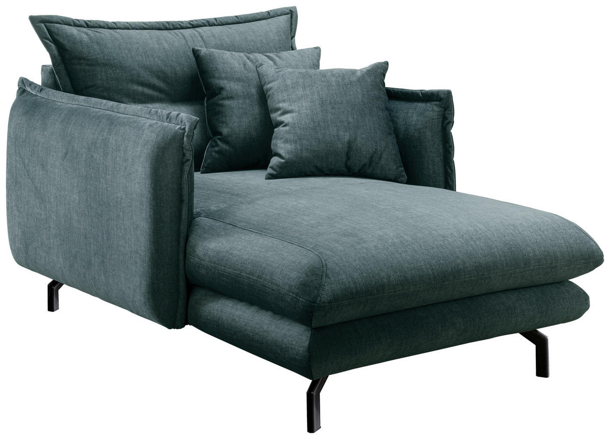 XXL-SESSEL in Velours Hellblau  - Schwarz/Hellblau, Modern, Textil/Metall (111/101/167cm) - Livetastic