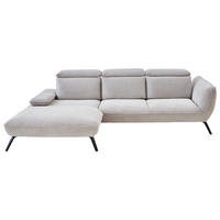 ECKSOFA in Cord Silberfarben  202/301 cm  - Silberfarben/Schwarz, Design, Textil/Metall (202/301cm) - Moderano