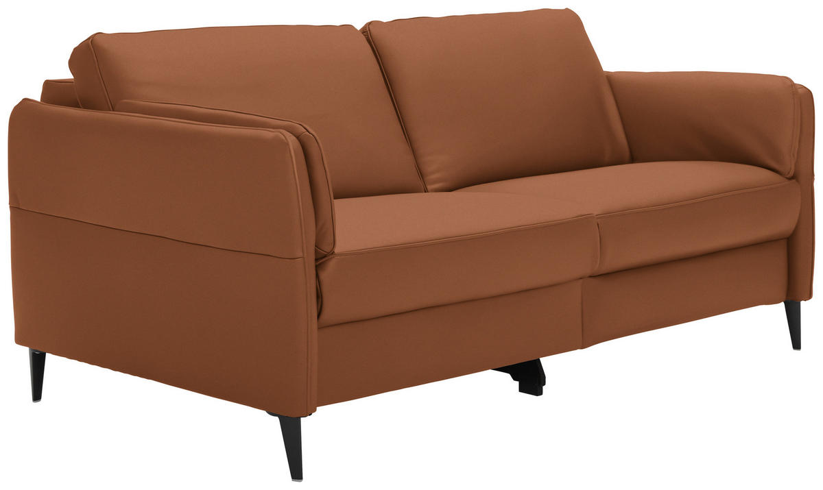 3-SITZER-SOFA in Echtleder Cognac  - Cognac/Schwarz, Design, Leder/Metall (190/84/99cm) - Dieter Knoll