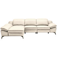 ECKSOFA  in Echtleder Beige  183/286 cm  - Beige/Schwarz, Design, Leder/Metall (183/286cm) - Celina Home