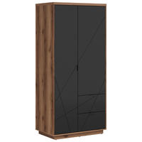 DREHTÜRENSCHRANK  in Schwarz, Eichefarben  - Eichefarben/Schwarz, MODERN, Holzwerkstoff/Metall (94/200,5/56,5cm) - MID.YOU
