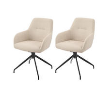 ARMLEHNSTUHL-SET 2 Stück  in Stahl Webstoff, Mikrofaser  - Beige/Schwarz, MODERN, Textil/Metall (56/83/60cm) - MID.YOU