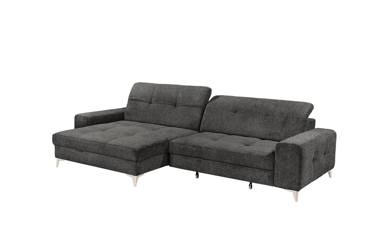 ECKSOFA SORELLA Graphitfarben Chenille Kopfteilverstellung, Sitztiefenverstellung  - Kaschmir/Graphitfarben, Design, Kunststoff/Textil (182/328cm) - MID.YOU